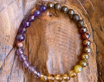 Mini Abundant Autumn Bracelet | Bronzite, Amethyst, Melody Stone, Citrine + Agate | 6 mm | Spiritual Junkies