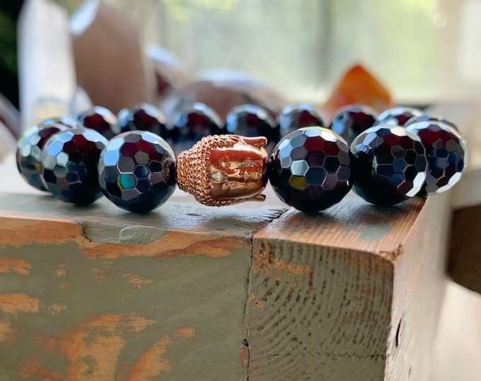 Third Eye Bling Bracelet | Super Chunky Mystic Mermaid Onyx + Buddha | Pavê Third Eye | 12 mm | Spiritual Junkies | Yoga