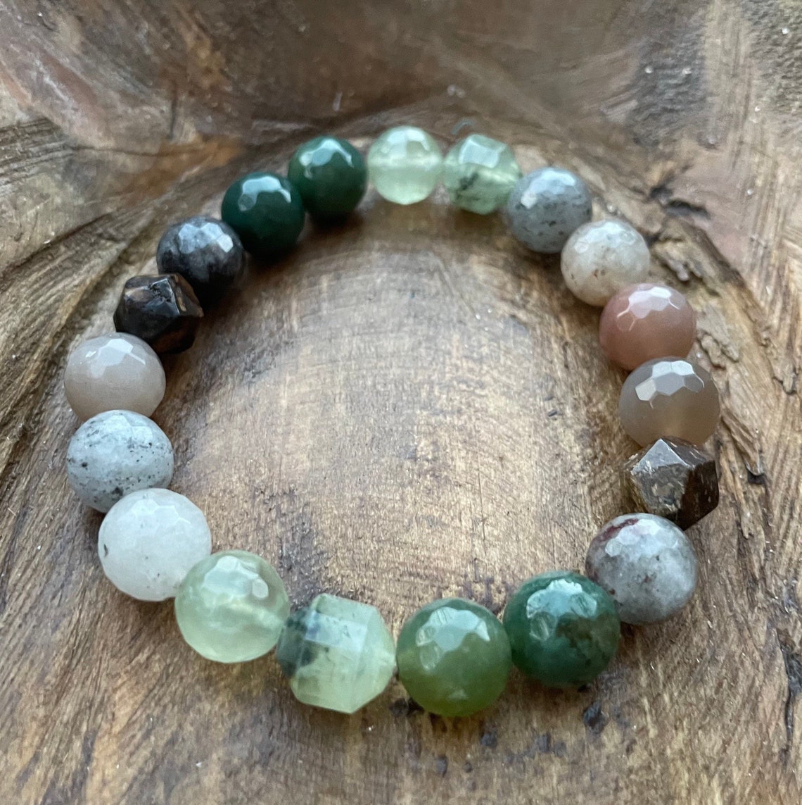 Chunky Earthing Bracelet Bronzite Moss Agate Prehnite - Etsy