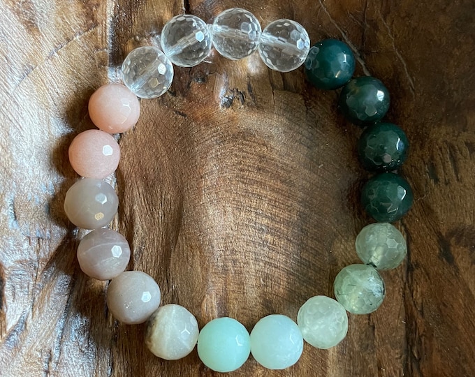 Heal Bracelet | Chunky Quartz Crystal, Sunstone, Amazonite, Prehnite, + Moss Agate | 10 mm | Spiritual Junkies