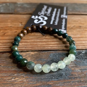 Heart Chakra Mini Bracelet | Bronzite, Bloodstone Jasper, Moss Agate + Prehnite | 6 mm | Spiritual Junkies | Yoga + Meditation | Mala Beads