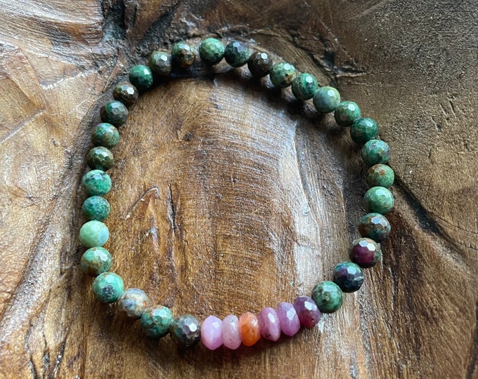 Ruby Waves Bracelet | Mini Green African Ruby + Ruby Rondelles | 6 mm | Spiritual Junkies | Yoga + Meditation | mala beads