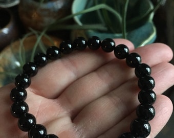 Black Tourmaline Bracelet | Spiritual Junkies | Yoga + Meditation | Stackable Mala Beads
