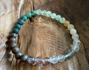 Mini Botanical Bracelet | Bronzite, Moss Agate, Prehnite, Citrine, + Green Phantom Quartz | 6 mm | Spiritual Junkies