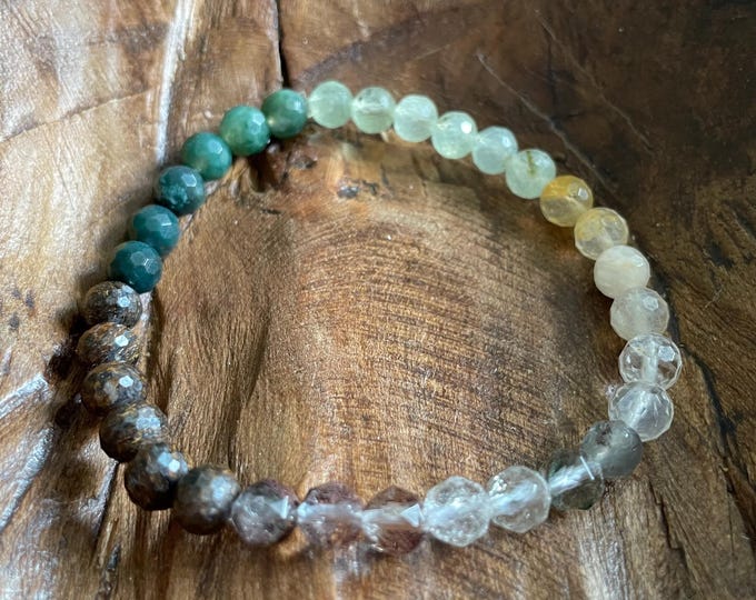 Mini Botanical Bracelet | Bronzite, Moss Agate, Prehnite, Citrine, + Green Phantom Quartz | 6 mm | Spiritual Junkies