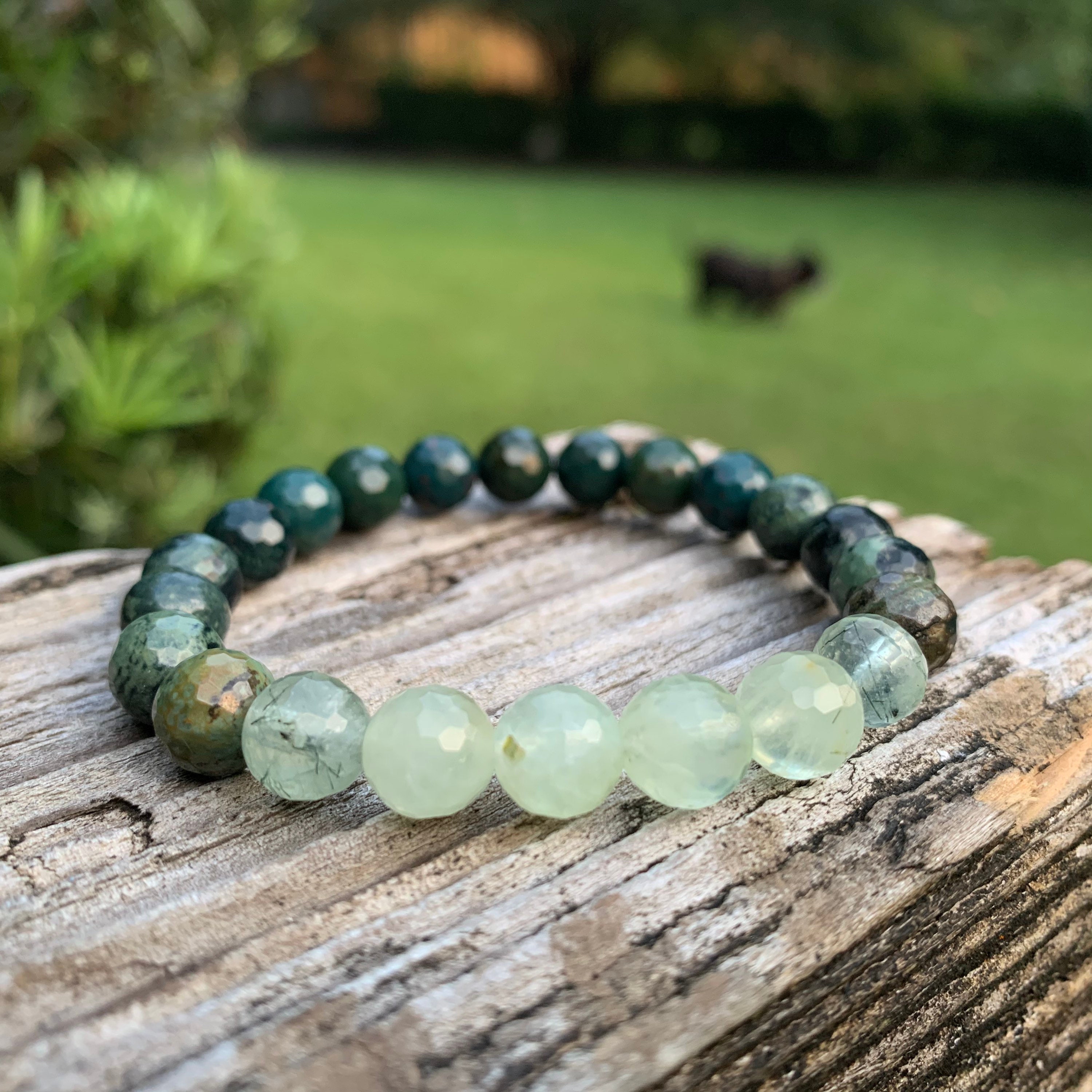 Bracelet wrap en Labradorite et Agate mousse