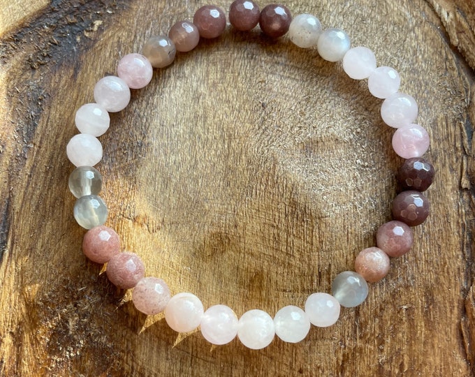 Mini Bella Bracelet | Purple Aventurine, Moonstone, Lavender Rose Quartz + Rose Quartz | 6 mm | Spiritual Junkies