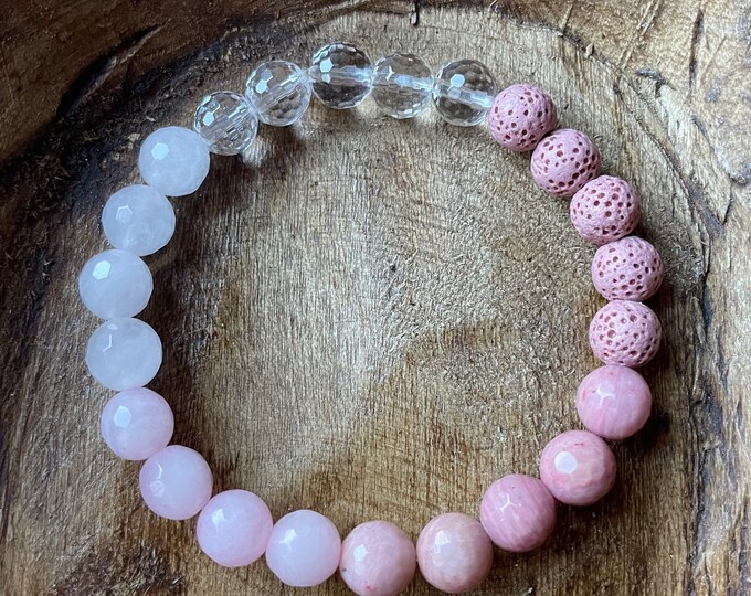 Cutie Bracelet | Quartz Crystal, Lava Bead, Rhodonite, Rose Quartz | 8 mm | Spiritual Junkies