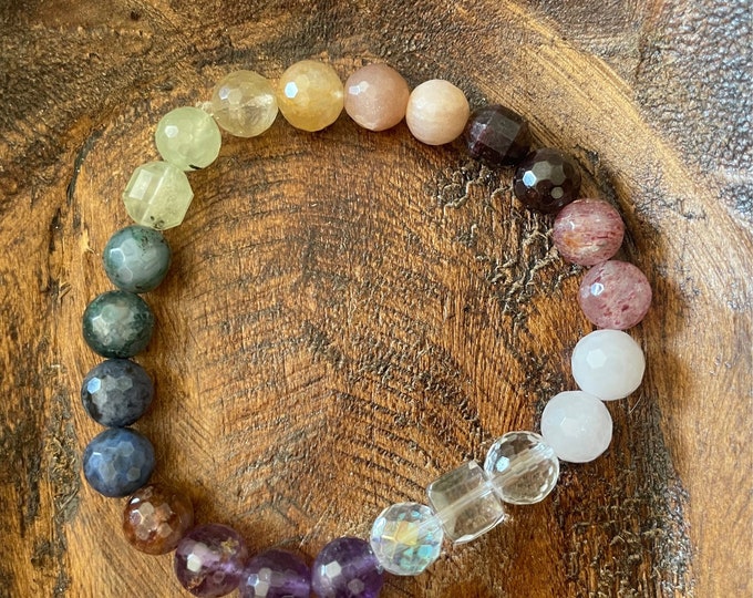 Spring Equinox Bracelet | You Are My Sunshine | Rainbow Gemstones | 8 mm | Spiritual Junkies | Yoga + Meditation | Mala Beads