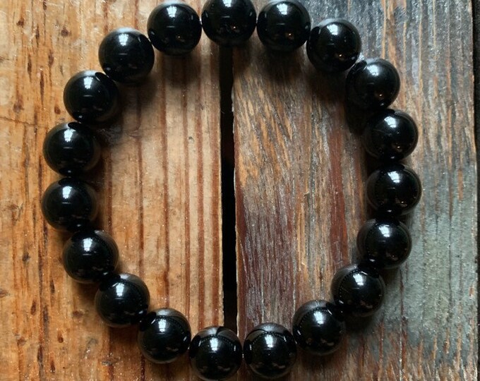 Chunky Black Tourmaline | 10 mm | Spiritual Junkies | Yoga + Meditation | Stackable Mala Bracelet