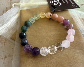 Spring Equinox Bracelet | Chunky Rainbow Gemstones | 10 mm | Spiritual Junkies | Yoga + Meditation | Mala Beads
