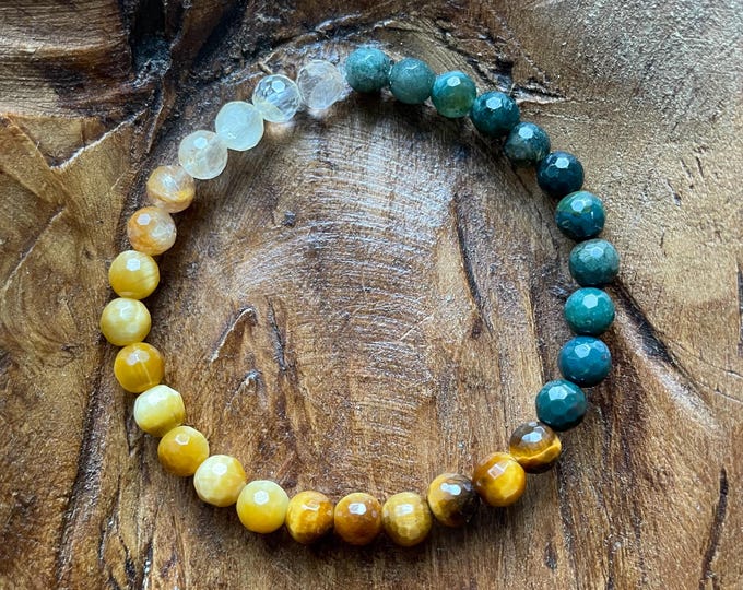 Mini Cha Ching Bracelet | Money Bracelet | Citrine, Blond Tiger Eye, Tiger Eye, Bloodstone + Moss Agate | 6 mm | Spiritual Junkies
