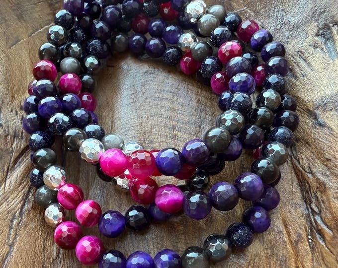 Mini Starseed Bracelet | Galaxy Tiger Eye, Goldstone, Obsidian + Hematite | 6 mm | Spiritual Junkies | Yoga + Meditation | Mala Beads