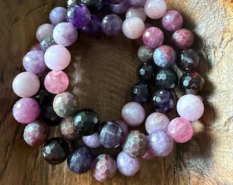 Chunky Radical Self Love 2025 Bracelet | African Ruby, Ruby, Garnet, Amethyst, Lepidolite + Kunzite | Valentines Day | Spiritual Junkies