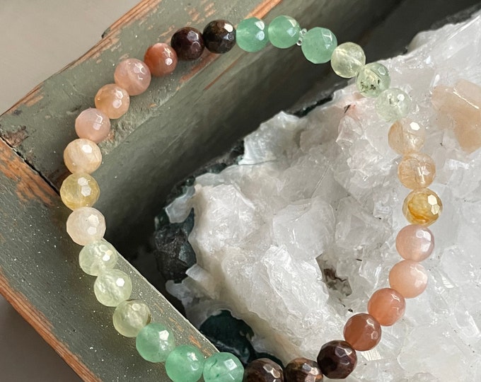 Mini Bring Your Own Sunshine Bracelet | Bronzite, Sunstone, Citrine, Prehnite + Aventurine | 6 mm | Spiritual Junkies | Yoga + Meditation