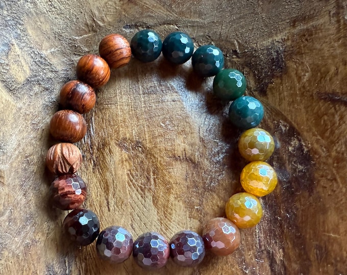 Seasons Bracelet | Chunky Wood, Red Tiger Eye, Mystic Red Tiger Eye, Agate, + Jasper | Spiritual Junkies