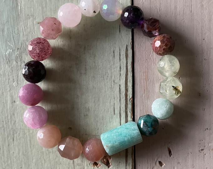 Chunky Sacred Soulmate Bracelet | Rainbow Gemstones | 10 mm | Spiritual Junkies | Mala Beads