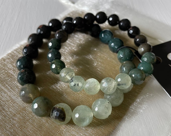 Blessings Bracelet | Golden Obsidian, Moss Agate, + Prehnite Bracelet | Spiritual Junkies | Yoga + Meditation
