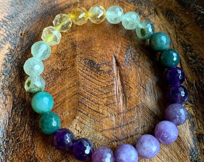Enchanted Dahlia Bracelet | Citrine, Prehnite, Moss Agate, Amethyst, + Lepidolite | Spiritual Junkies | Yoga