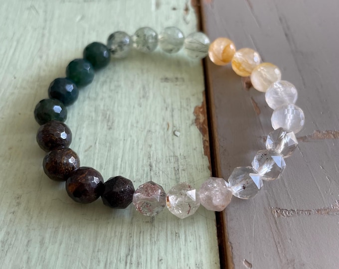 Botanical Bracelet | Bronzite, Moss Agate, Prehnite, Citrine, + Green Phantom Quartz | 8 mm | Spiritual Junkies