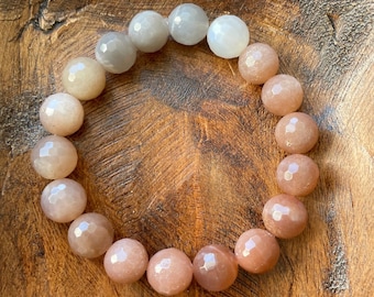 Sun Goddess II Bracelet | Chunky Sunstone + Moonstone Ombre | 10 mm | Spiritual Junkies | Yoga + Meditation | Stackable Mala Bracelet