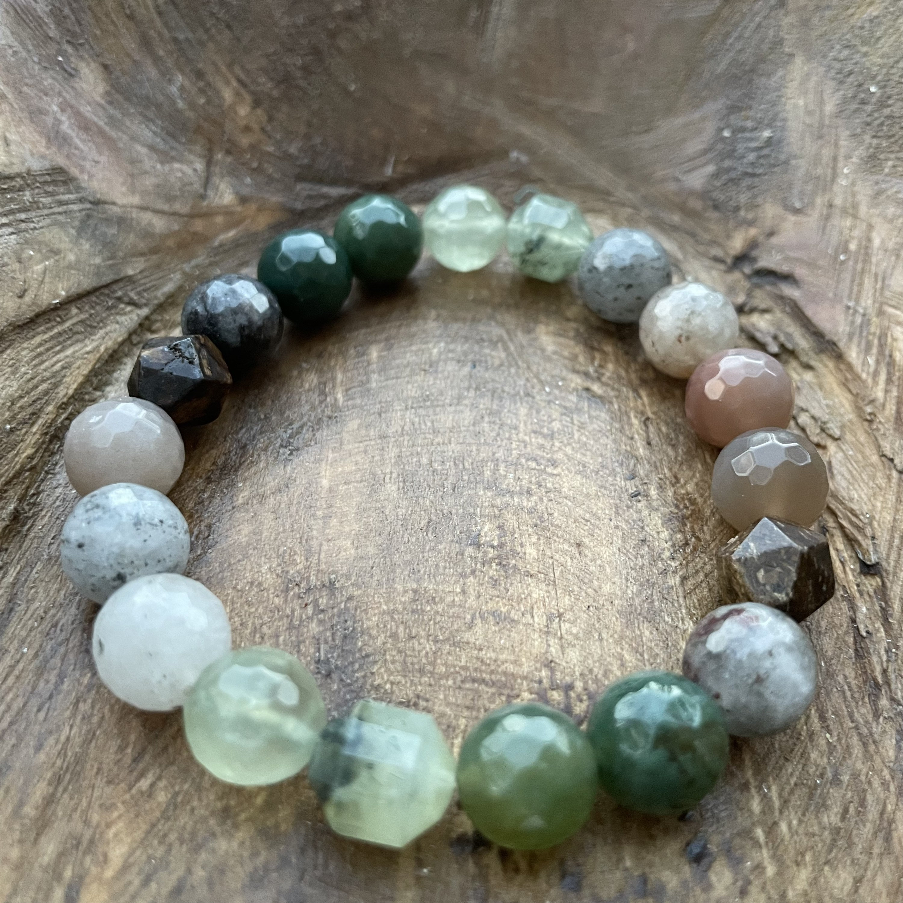 Chunky Earthing Bracelet Bronzite Moss Agate Prehnite | Etsy