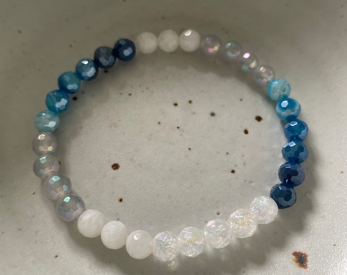 Mini Resilience Bracelet | Mystic Agate, Moonstone, + Aura Cracked Quartz | 6 mm | Spiritual Junkies | Mala Beads