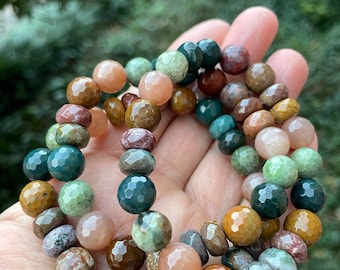 Chunky Refreshed Bracelet | Sunstone, Ocean Jasper + Peruvian Opal | Spiritual Junkies | Yoga + Meditation | Mala Beads