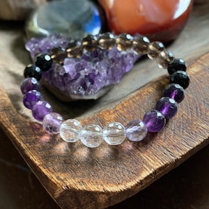 Cancer Support Bracelet | Smoky Quartz, Tourmaline, Amethyst, Ametrine + Quartz Crystal | Spiritual Junkies