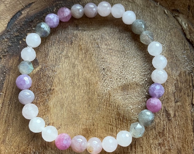 Mini Rubylicious Bracelet | Lepidolite, Ruby, Rose Quartz, Lavender Rose Quartz + Labradorite | 6 mm | Spiritual Junkies | Yoga + Meditation