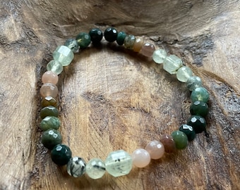 Mini Mother Nature Bracelet | Bloodstone, Indian Agate, Moss Agate, Moonstone + Prehnite | 6 mm | Spiritual Junkies | Yoga