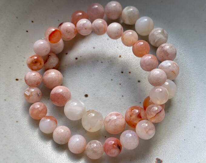 Cherry Blossom Agate Bracelet | Flower Agate | 8 or 10 mm | Spiritual Junkies | Mala Beads