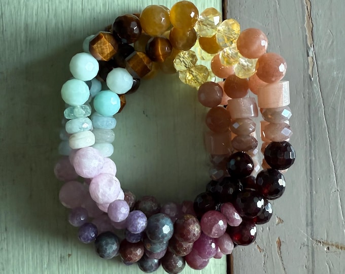 Birthday Babe Bracelet | Rainbow Gemstones | Spiritual Junkies | Yoga + Meditation | Mala