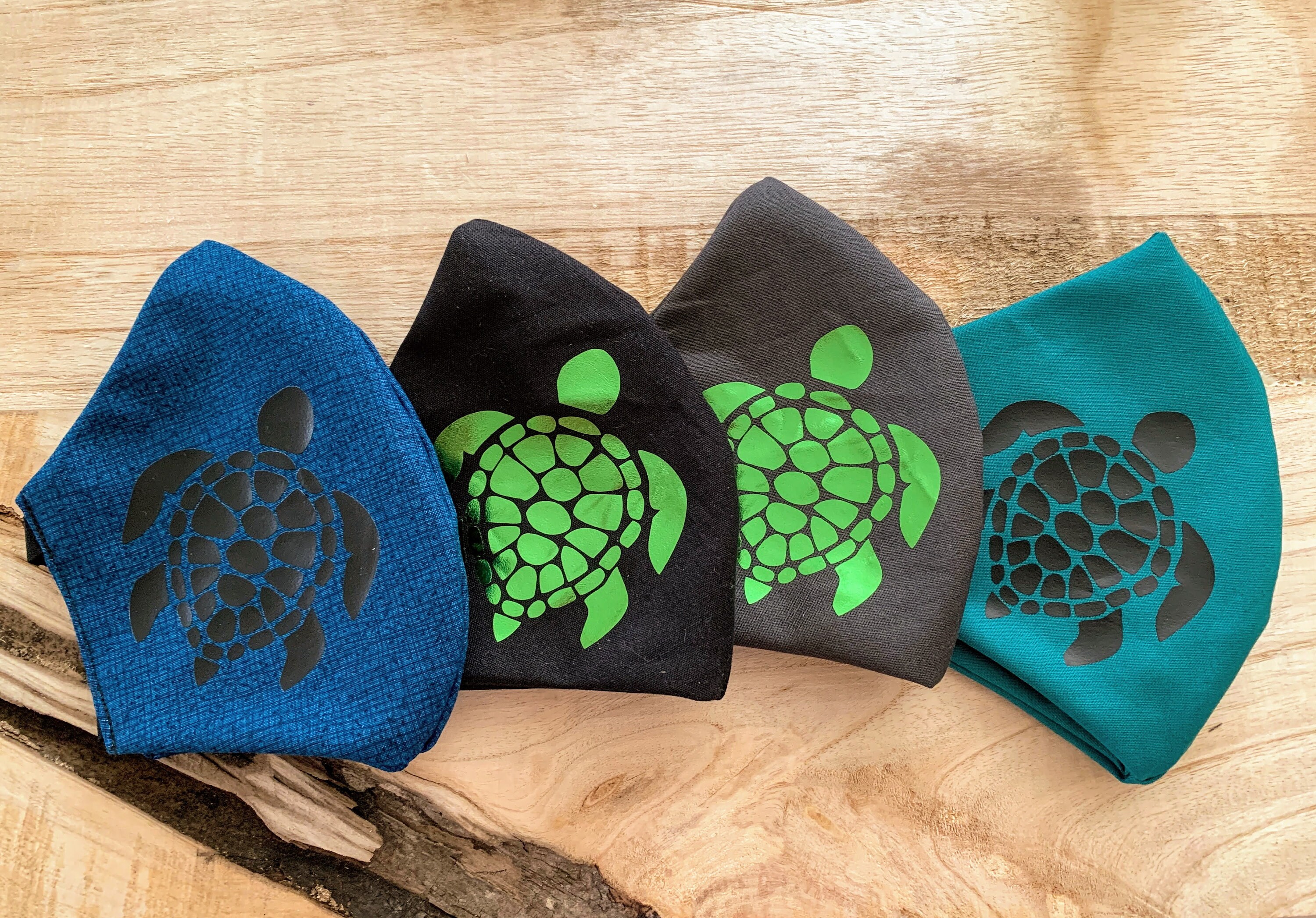100% Cotton Turtle Face Mask - Triple layer - Kids and Adult Sizes Available - Nose Wire Optional- All Day Wear - Super Soft Ear Straps