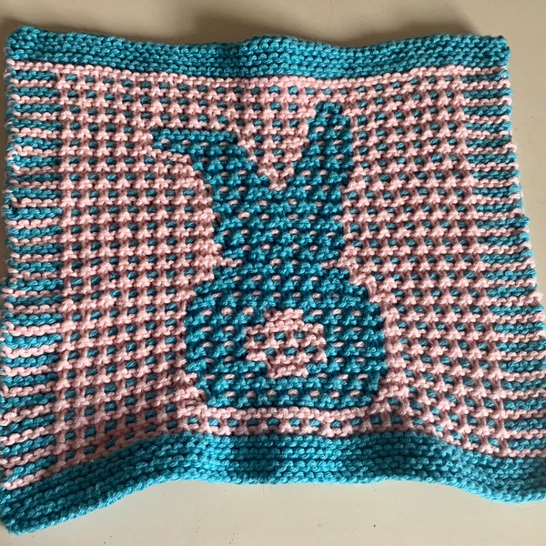 Mosaic Bunny Butt Dishcloth Knit Pattern