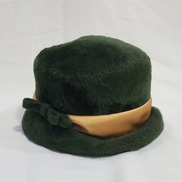 Vintage 1950's Green Faux Fur Hat