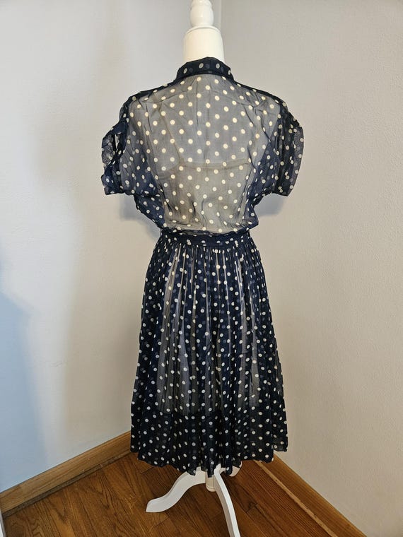 3XL 1950s Blue Day Dress Polka Dot Short Sleeve Volup Summer Casual main image 0
