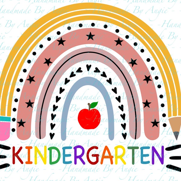 Blanko Bleistift Regenbogen PNG Design, Sterne, Herz, Apfel, Regenbogen, Lehrer, Kindergarten, Sofort Download, Sublimation Design, 300DPI