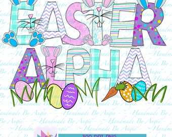 Easter Alphabet PNG's, Includes dashes, Exclamations and Apostrophes, PNG's for Sublimation, Bunny, Easter Eggs, Alpha Bundle & Accessories