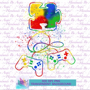 Autism Awareness PNG, Infinity Symbol Gamer Puzzle Pieces, Sublimation Digital Design, Neurodiversity, Awareness, PNG Autism, 300 DPI