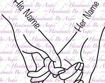 Holding Hands PNG, Pinky Hold, Love, PNG Sublimation Design, You Customize With Your Own Text, Add Names & Dates, Instant Download, 300 DPI