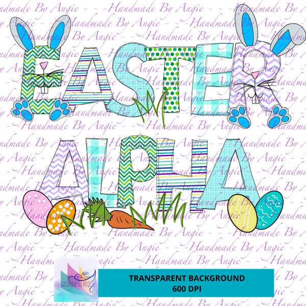 Easter Alphabet PNG's, Boy Themed Patterns, Includes dashes, Exclamations and Apostrophes, Bunny, Easter Eggs, Alpha Bundle & Accessories