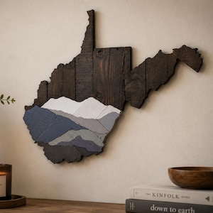 West Virginia Mountain Wall Art l Appalachian Mountain Decor l Rustic WV Wooden Art l Mountain Landscape Wall Hanging l Handmade WV