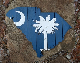 sc logo wall art, wood sc art, state flag wall art, reclaimed wood, sc art, sc outline, state art, state outline, rustic state art, sc flag