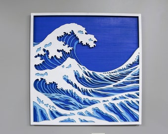 The Great Wave, Great Wave Mandala, Great Wave Wall Art, Wooden Great Wave, Great Wave Replica, Great Wave Art, Great Wave Layers