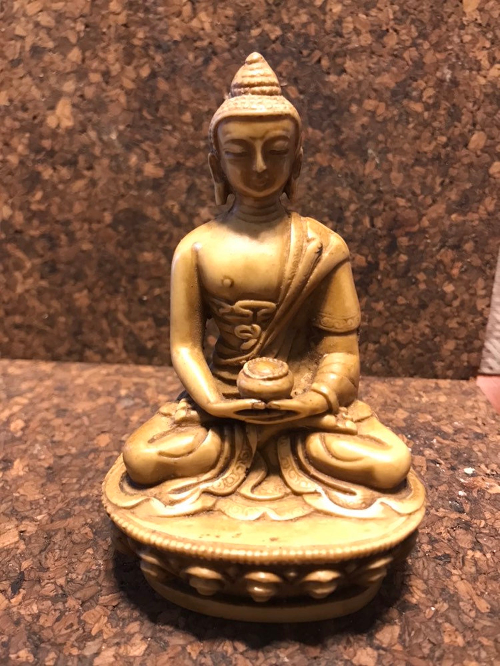 Clay Buddha statue in green in meditation mode Etsy