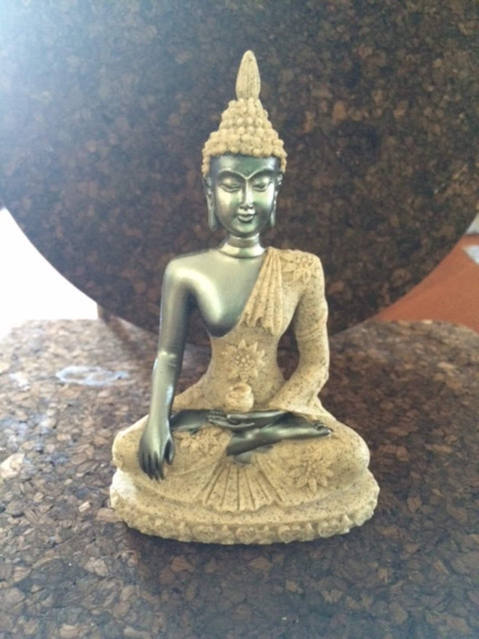 Clay Buddha statue in green in meditation mode Etsy