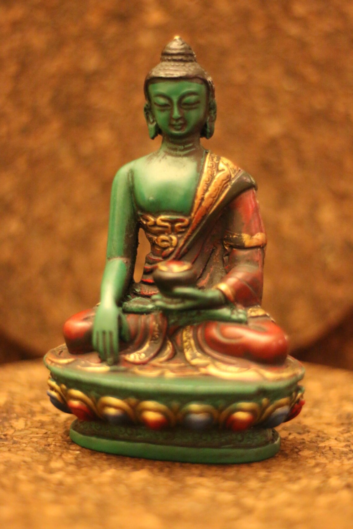Clay Buddha statue in green in meditation mode Etsy