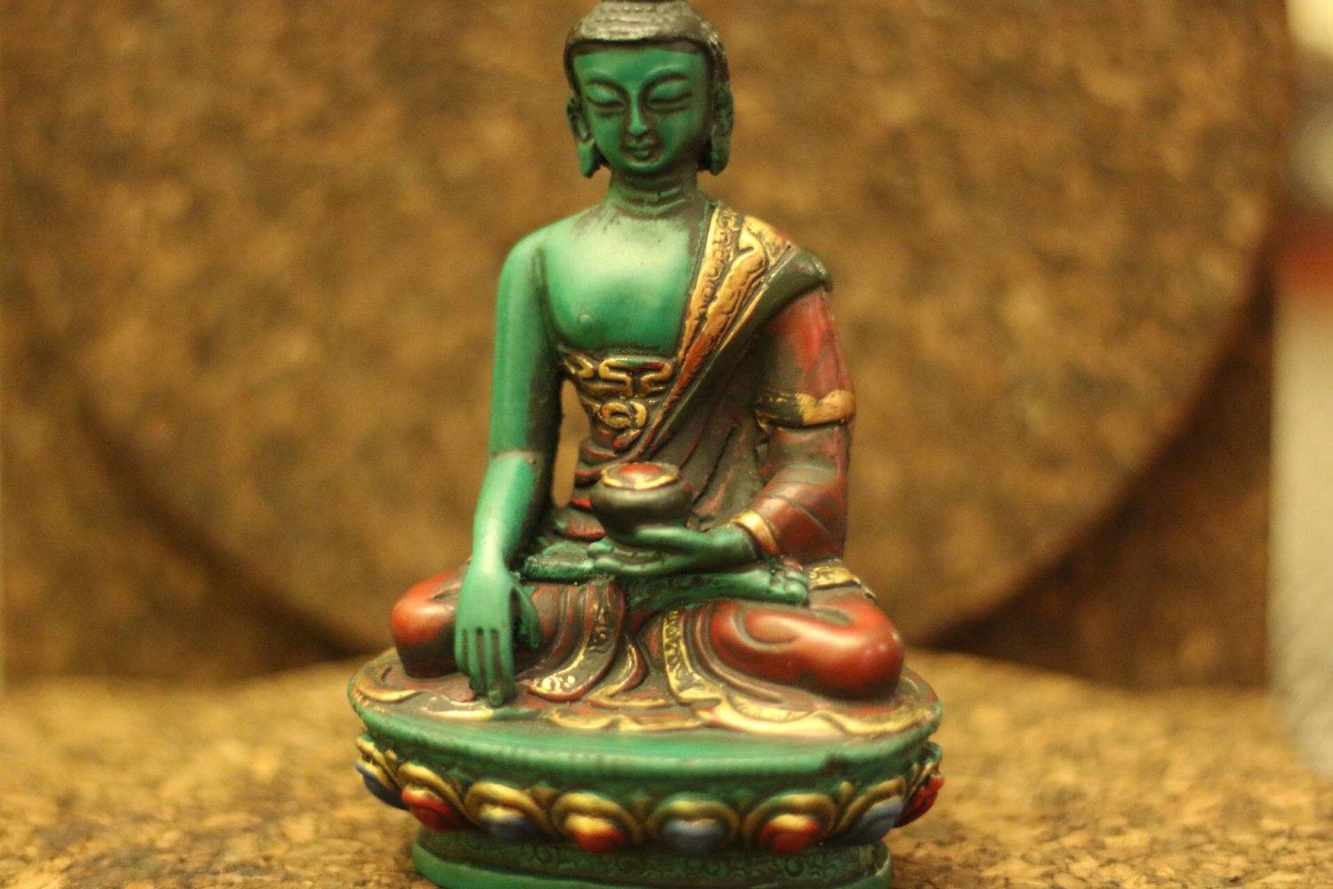 Clay Buddha Statue in Green in Meditation Mode Etsy