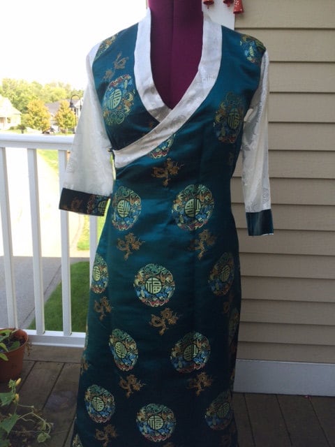 Orange, Teal or Maroon Asian / Tibetan Dress / Bakhu / Baku